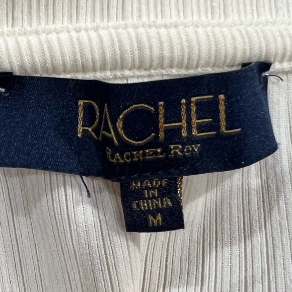 RACHEL Rachel Roy Cannoli Cream Variegated Ribbed Tank Top V-Neck Shirt - Sz Med - Picture 10 of 13
